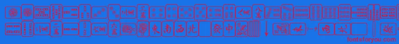 Czcionka MahjongPlain – czerwone czcionki na niebieskim tle
