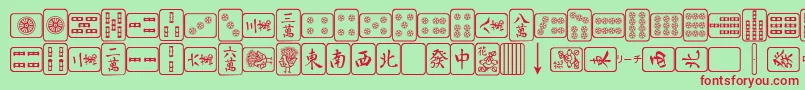 MahjongPlain Font – Red Fonts on Green Background