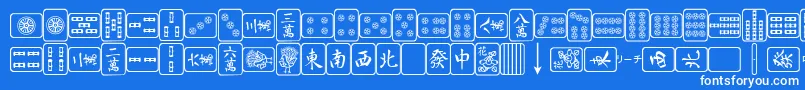 Шрифт MahjongPlain – белые шрифты на синем фоне
