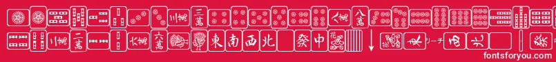 MahjongPlain Font – White Fonts on Red Background