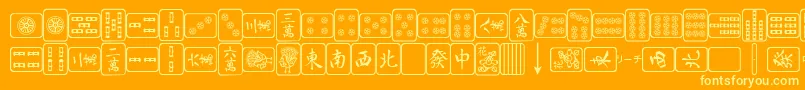 MahjongPlain Font – Yellow Fonts on Orange Background