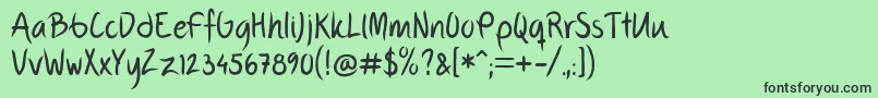 Fonte FpThirdHand – fontes pretas em um fundo verde