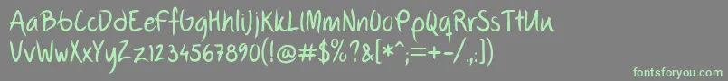 FpThirdHand-fontti – vihreät fontit harmaalla taustalla