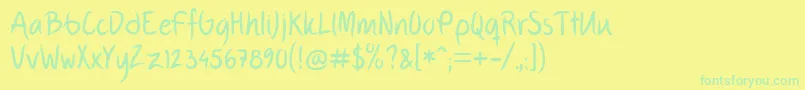 フォントFpThirdHand – 黄色い背景に緑の文字