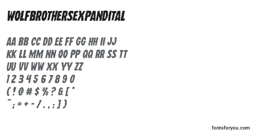 Wolfbrothersexpandital Font – alphabet, numbers, special characters