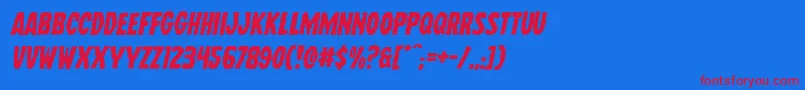 Wolfbrothersexpandital-Schriftart – Rote Schriften auf blauem Hintergrund