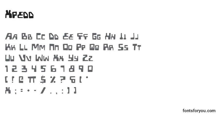 Schriftart Xpedd – Alphabet, Zahlen, spezielle Symbole