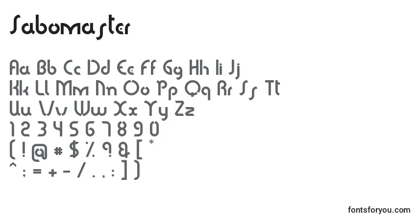 Czcionka Sabomaster – alfabet, cyfry, specjalne znaki