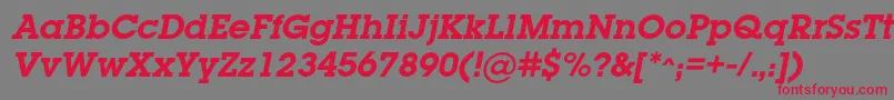 LugabookcBolditalic Font – Red Fonts on Gray Background