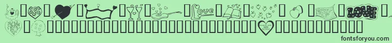 KrValentines2006Five Font – Black Fonts on Green Background