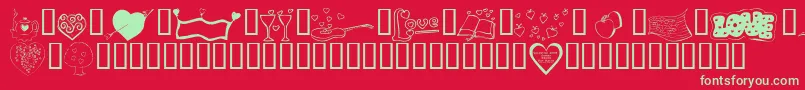 KrValentines2006Five Font – Green Fonts on Red Background