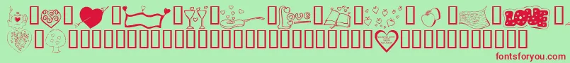 KrValentines2006Five Font – Red Fonts on Green Background