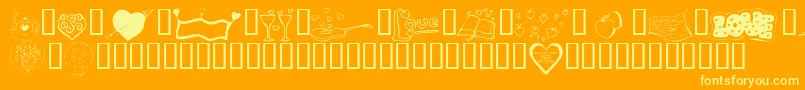 KrValentines2006Five-Schriftart – Gelbe Schriften auf orangefarbenem Hintergrund