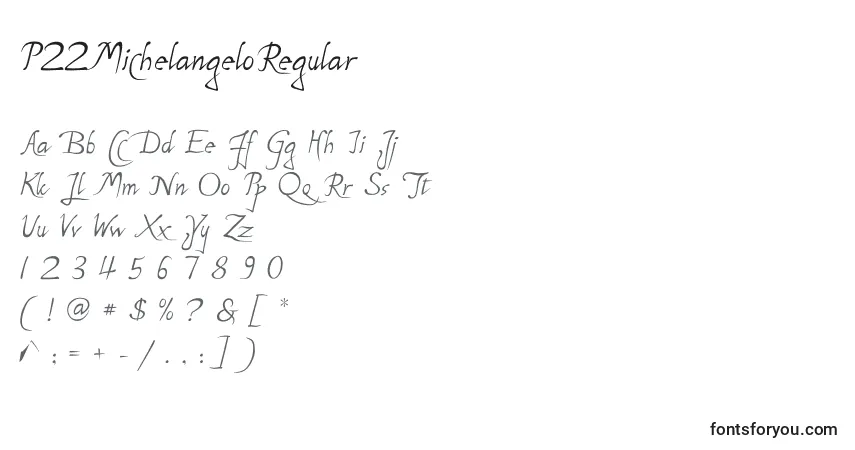 A fonte P22MichelangeloRegular – alfabeto, números, caracteres especiais