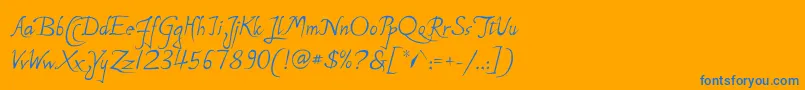 P22MichelangeloRegular-Schriftart – Blaue Schriften auf orangefarbenem Hintergrund