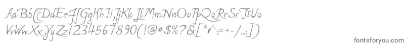 P22MichelangeloRegular-fontti – harmaat kirjasimet valkoisella taustalla
