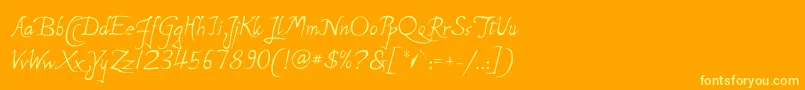 P22MichelangeloRegular-Schriftart – Gelbe Schriften auf orangefarbenem Hintergrund