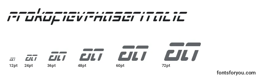 Размеры шрифта ProkofievPhaserItalic