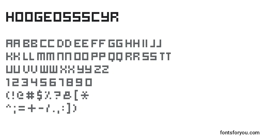Fuente Hooge0555Cyr - alfabeto, números, caracteres especiales