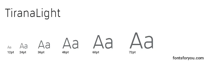 TiranaLight Font Sizes