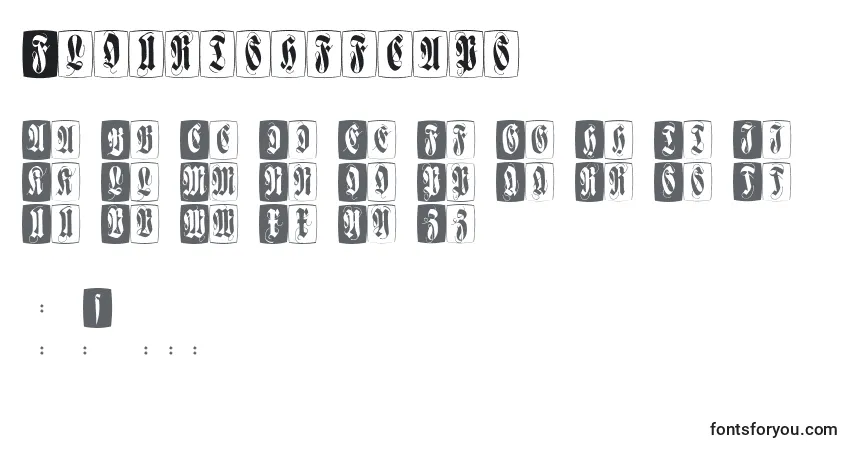 Flourishffcaps-fontti – aakkoset, numerot, erikoismerkit