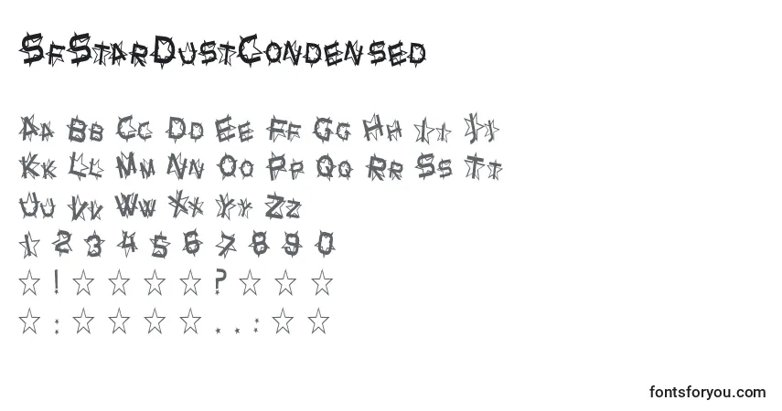 Schriftart SfStarDustCondensed – Alphabet, Zahlen, spezielle Symbole