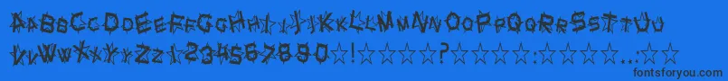 SfStarDustCondensed-Schriftart – Schwarze Schriften auf blauem Hintergrund