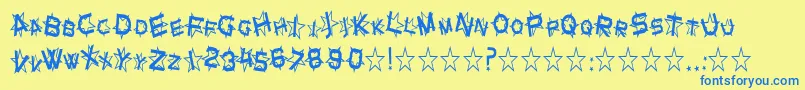 SfStarDustCondensed-fontti – siniset fontit keltaisella taustalla