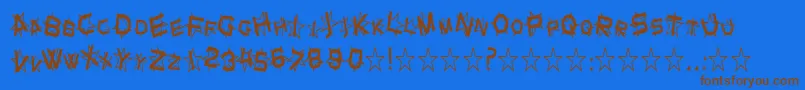 フォントSfStarDustCondensed – 茶色の文字が青い背景にあります。