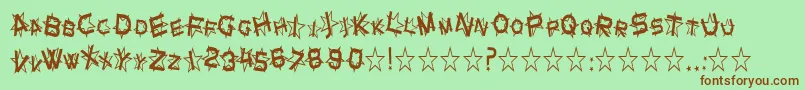 SfStarDustCondensed-Schriftart – Braune Schriften auf grünem Hintergrund