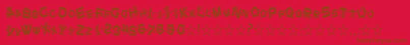 SfStarDustCondensed-Schriftart – Braune Schriften auf rotem Hintergrund