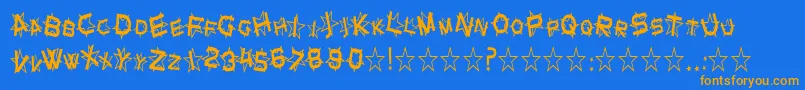 SfStarDustCondensed Font – Orange Fonts on Blue Background