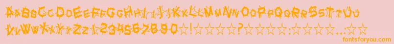 フォントSfStarDustCondensed – オレンジの文字がピンクの背景にあります。