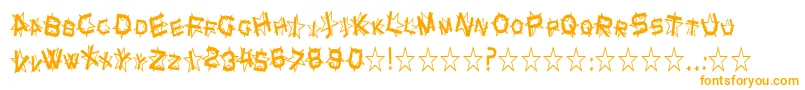 SfStarDustCondensed-Schriftart – Orangefarbene Schriften auf weißem Hintergrund