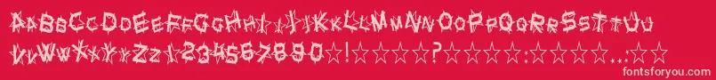 SfStarDustCondensed-fontti – vaaleanpunaiset fontit punaisella taustalla