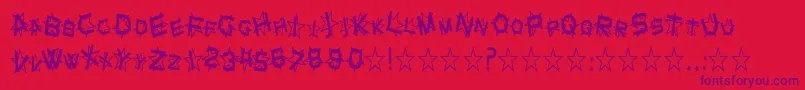 SfStarDustCondensed-Schriftart – Violette Schriften auf rotem Hintergrund