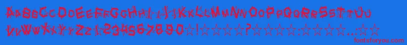 Czcionka SfStarDustCondensed – czerwone czcionki na niebieskim tle