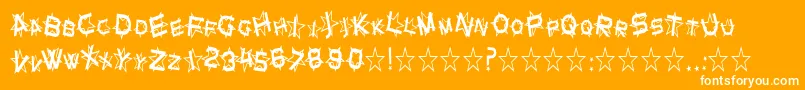 SfStarDustCondensed-Schriftart – Weiße Schriften auf orangefarbenem Hintergrund