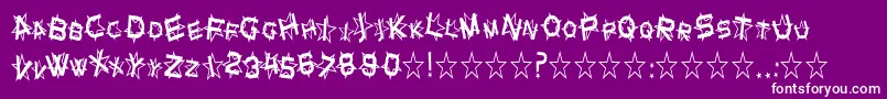SfStarDustCondensed-fontti – valkoiset fontit violetilla taustalla