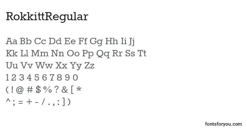 A fonte RokkittRegular – alfabeto, números, caracteres especiais