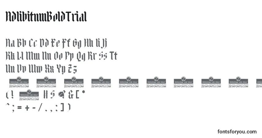 Schriftart AdlibitumBoldTrial – Alphabet, Zahlen, spezielle Symbole