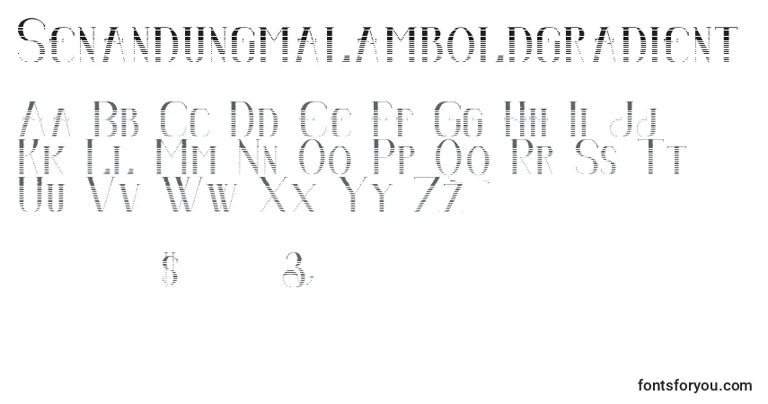 Senandungmalamboldgradient-fontti – aakkoset, numerot, erikoismerkit