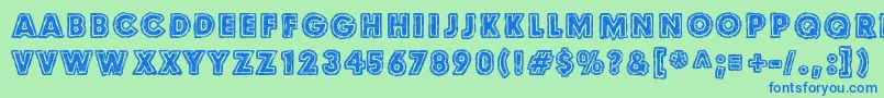 フォントCuldesac – 青い文字は緑の背景です。