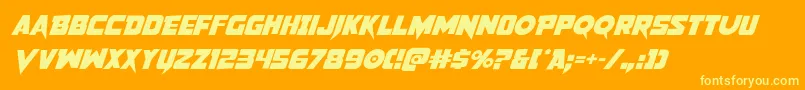 Pistoleerrotal2-Schriftart – Gelbe Schriften auf orangefarbenem Hintergrund