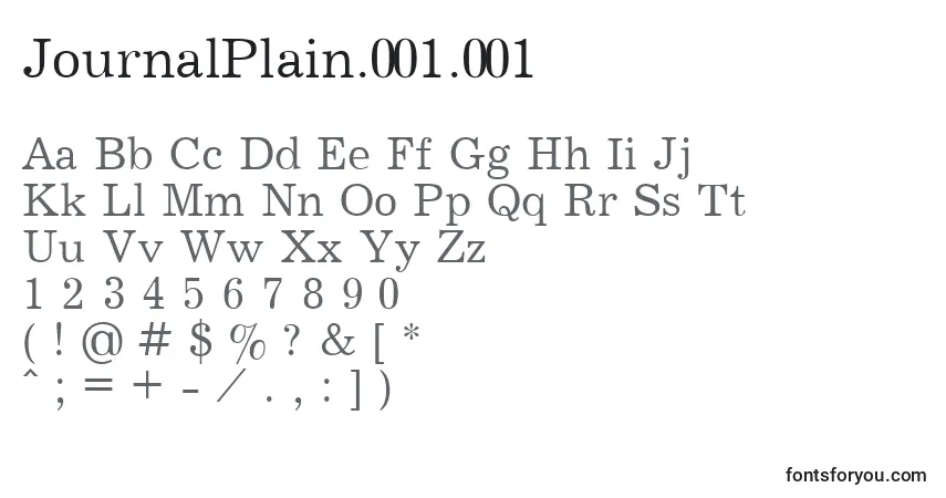 A fonte JournalPlain.001.001 – alfabeto, números, caracteres especiais