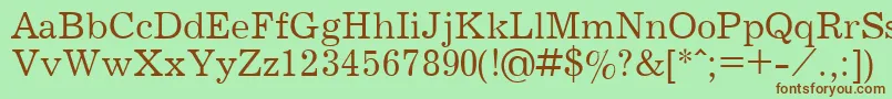 Шрифт JournalPlain.001.001 – коричневые шрифты на зелёном фоне