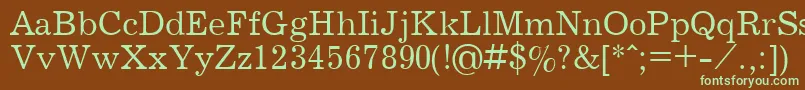 フォントJournalPlain.001.001 – 緑色の文字が茶色の背景にあります。