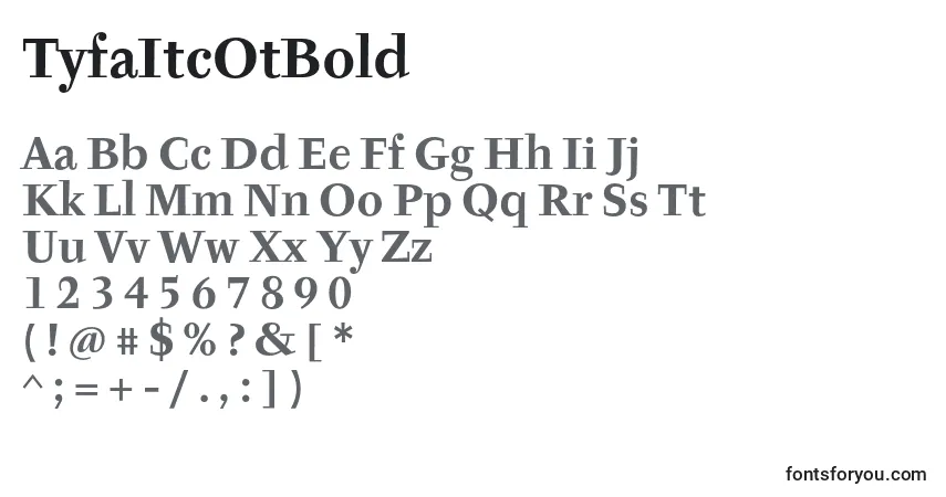 Czcionka TyfaItcOtBold – alfabet, cyfry, specjalne znaki