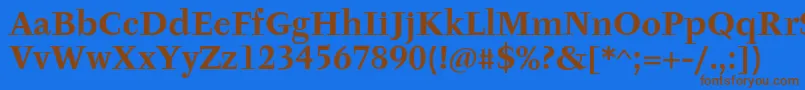 TyfaItcOtBold-Schriftart – Braune Schriften auf blauem Hintergrund