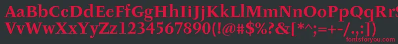 フォントTyfaItcOtBold – 黒い背景に赤い文字